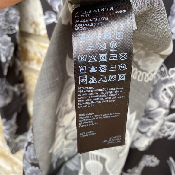 ALLSAINTS Garland Long Sleeve Hawaiian Shirt NWT - Picture 10 of 12